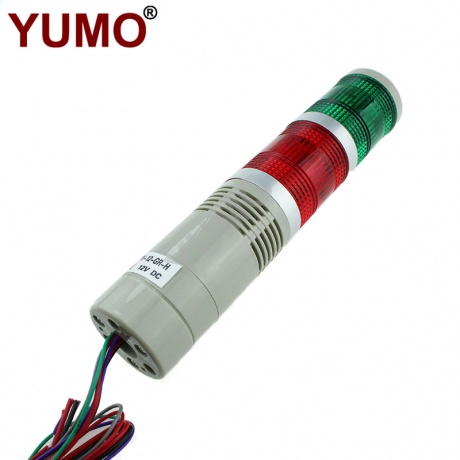 YUMO STP5-12-GR-H 50mm Buzzer 12VDC 2layer LED Signal Tower Flashing Warning Light