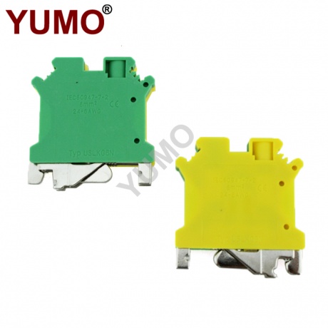 Yellow & Green 6mm USLKG6N Grounding Din Rail Terminal Block