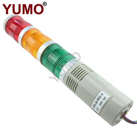 YUMO 24V DC 3layer LED Signal Tower Flashing Warning Light with Buzzer 